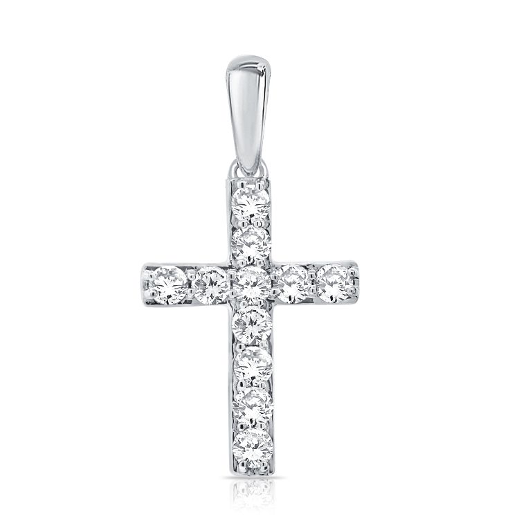14K Small Diamond Cross Pendant - Nolita