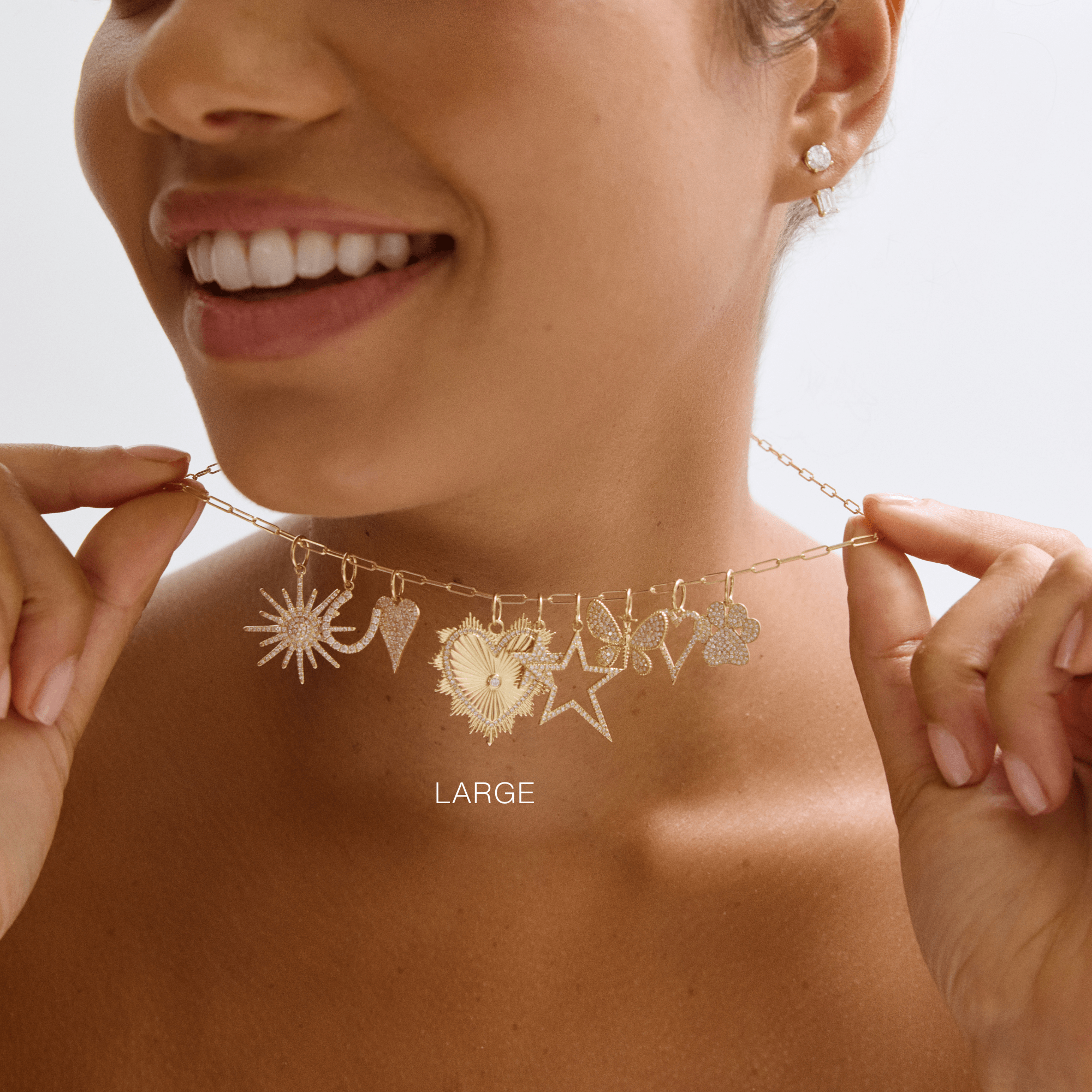 14K Small Textured Heart Charm - Nolita