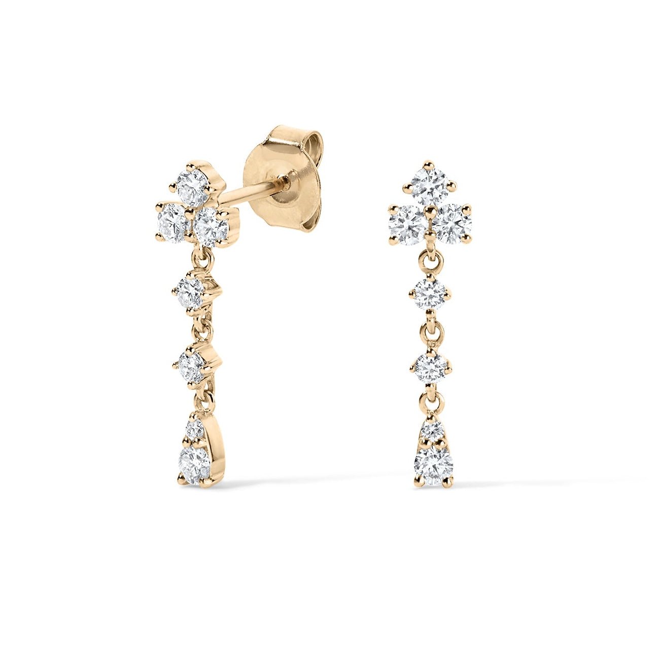 14K Trio Diamond Chain Stud Earrings - Nolita