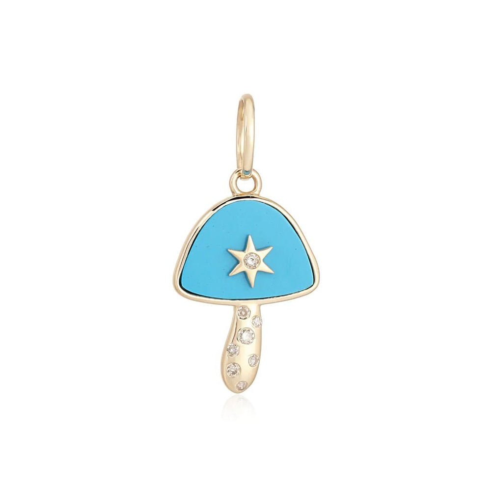 14K Malachite Mushroom Charm