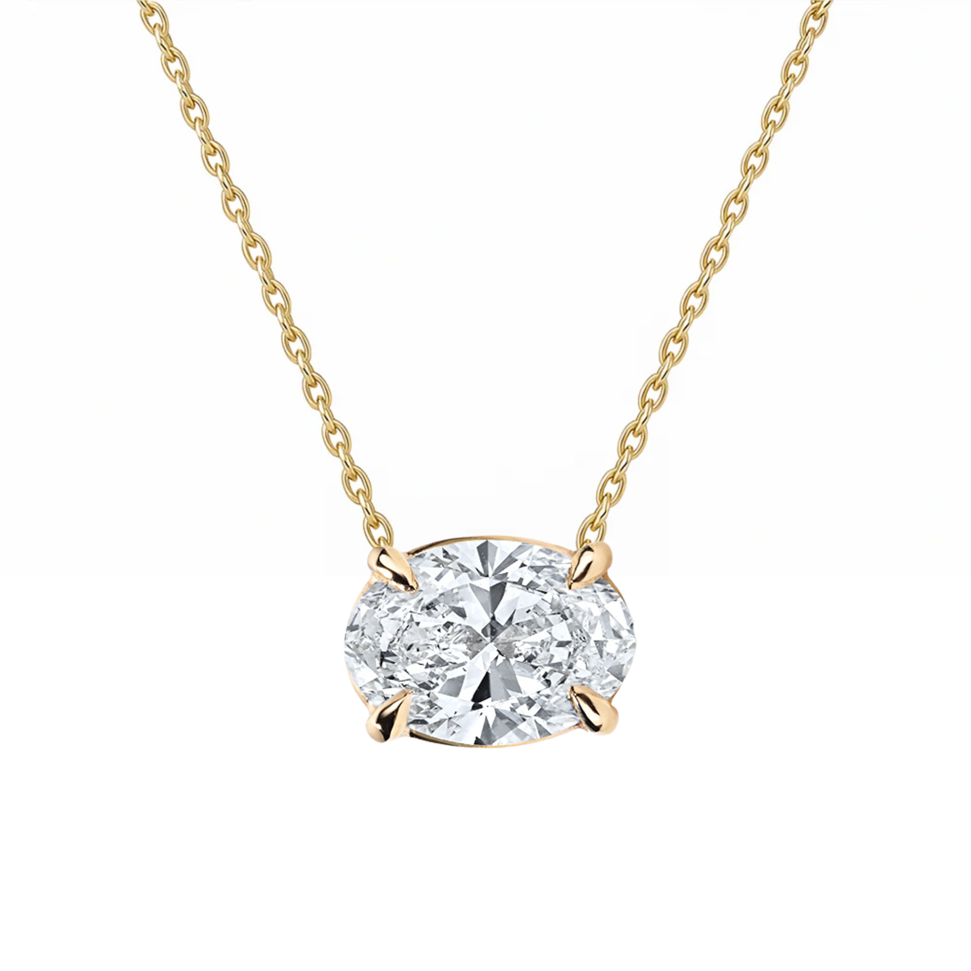 14K Oval Lab Grown Diamond Solitaire Necklace
