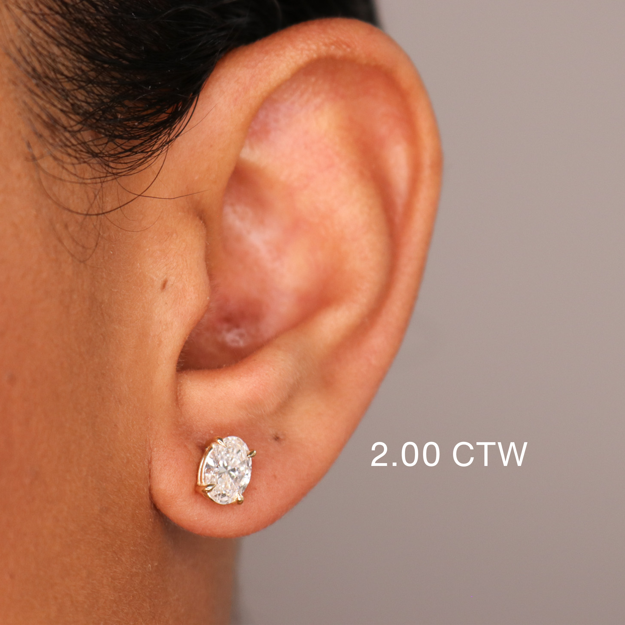 14K Oval Lab Grown Diamond Stud Earrings