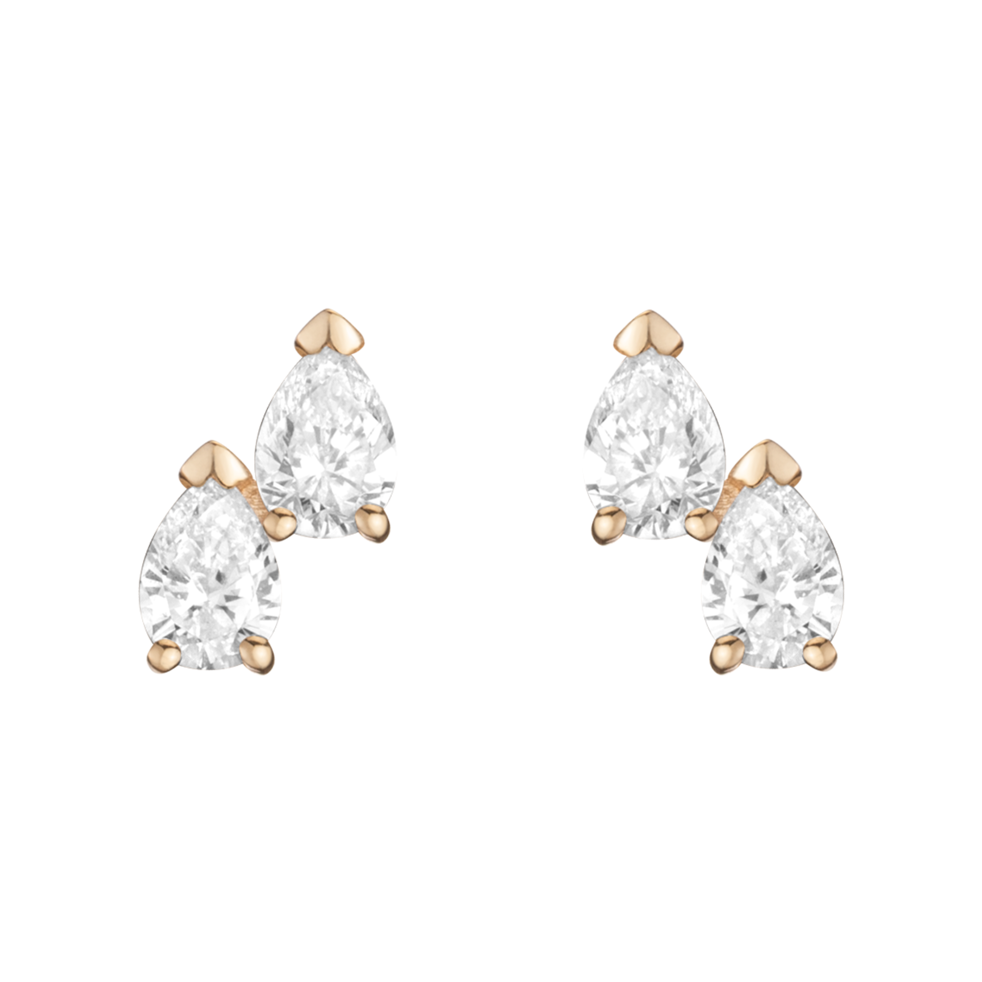 14K Double Pear Lab Diamond Stud Earrings