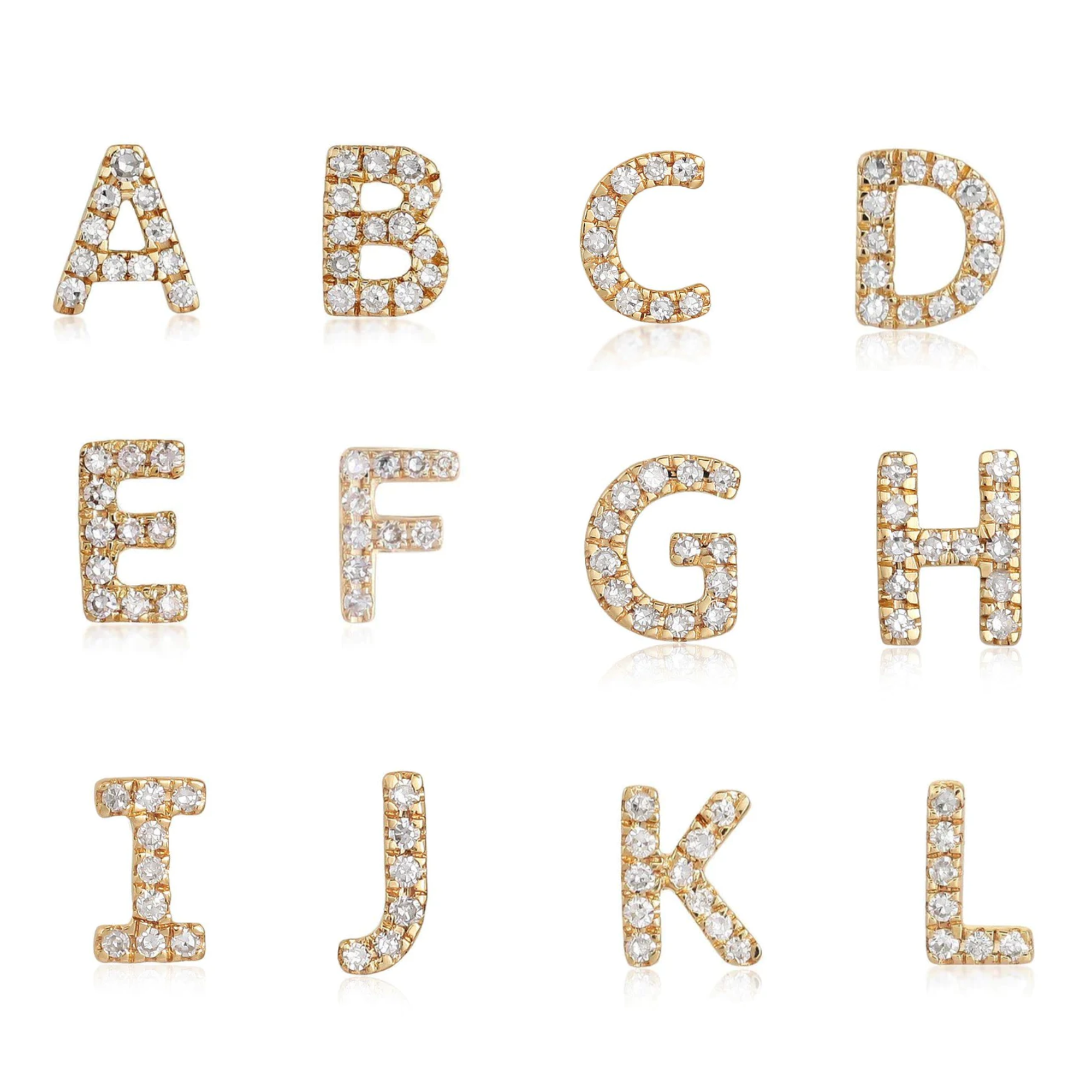 14K Diamond Initial Stud