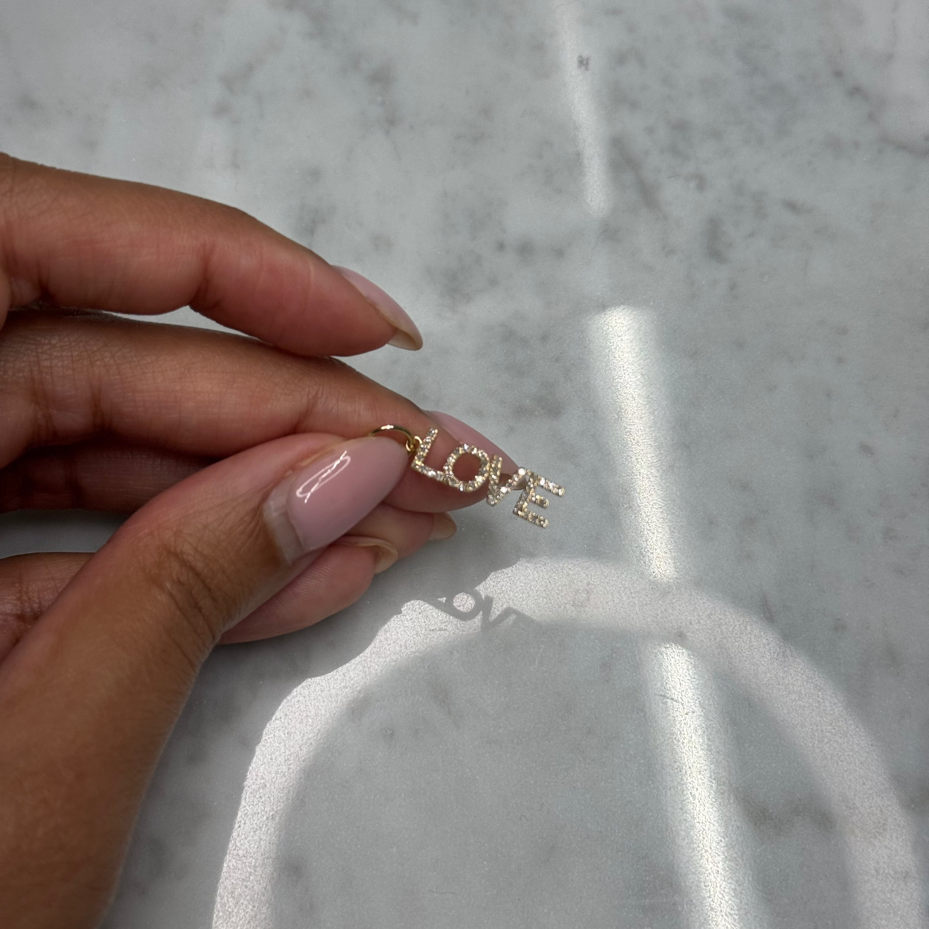 14K Diamond Love Charm