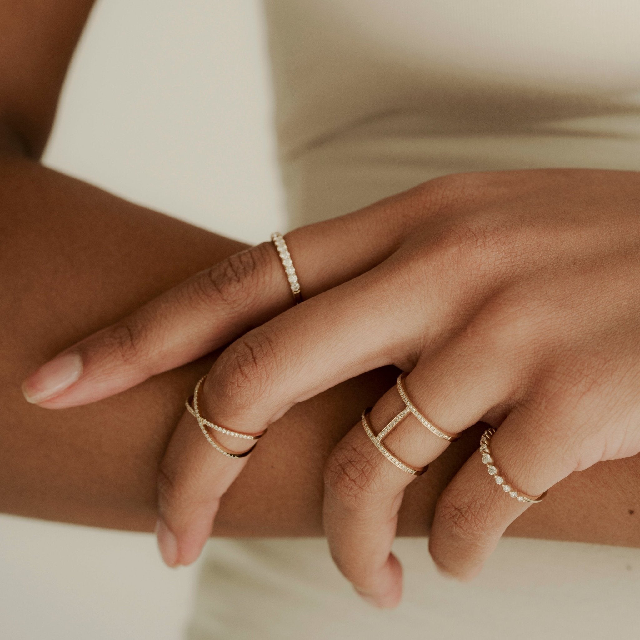 14K 1/2 Diamond Band Ring - Nolita