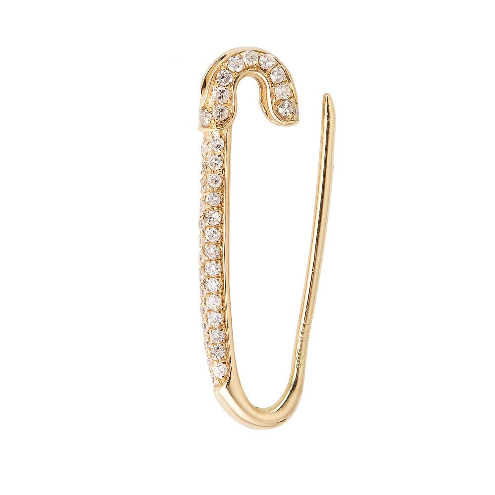 14K All Diamond Safety Pin Earring - Nolita