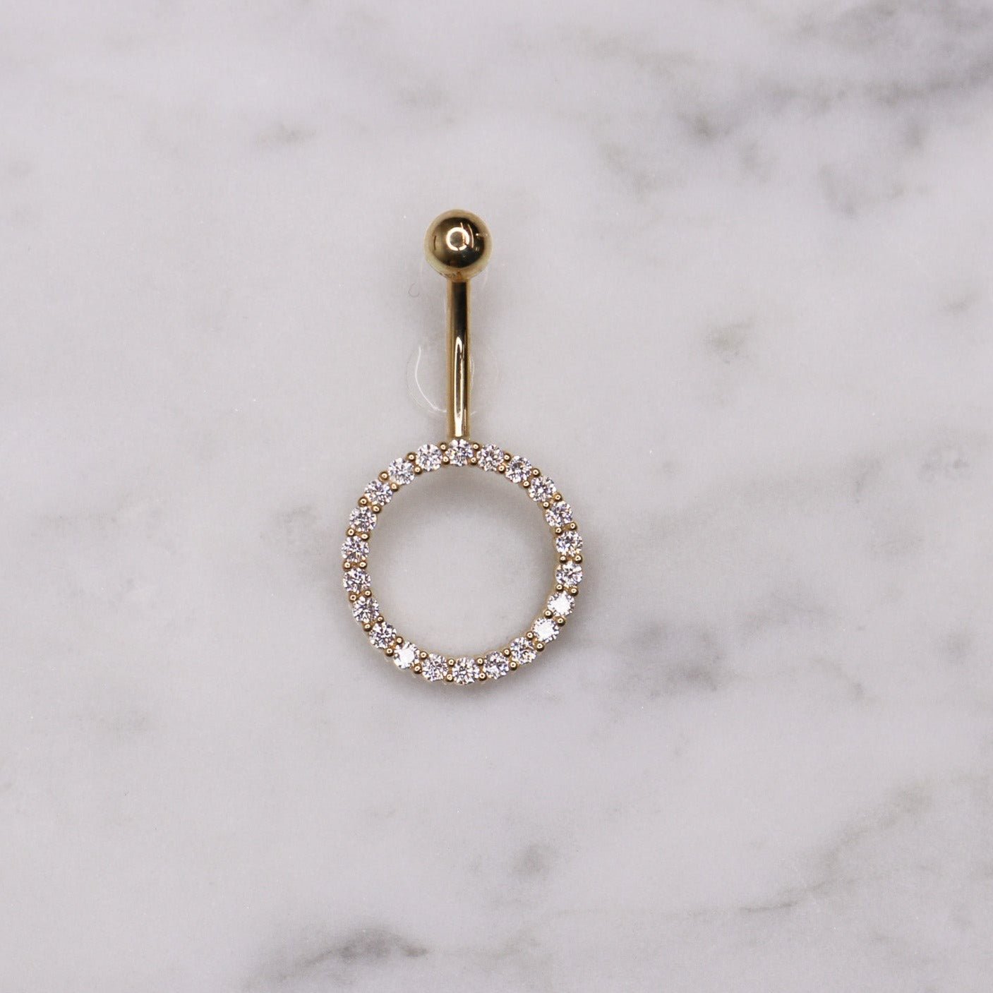 14K CZ Circle Belly Ring - Nolita