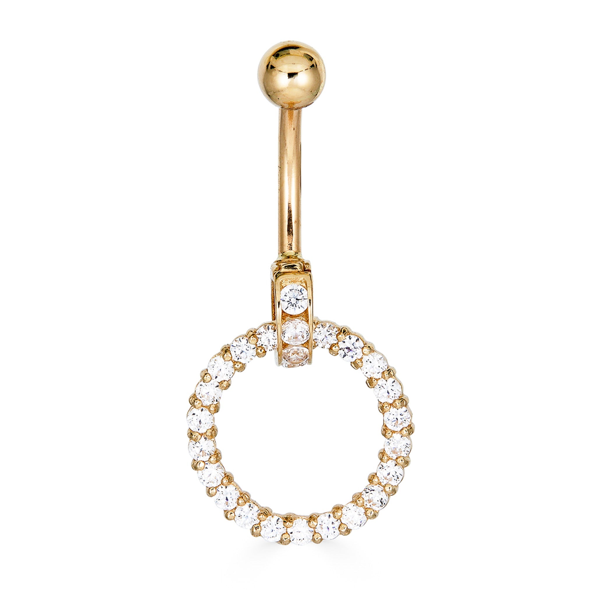 14K CZ Circle Belly Ring - Nolita