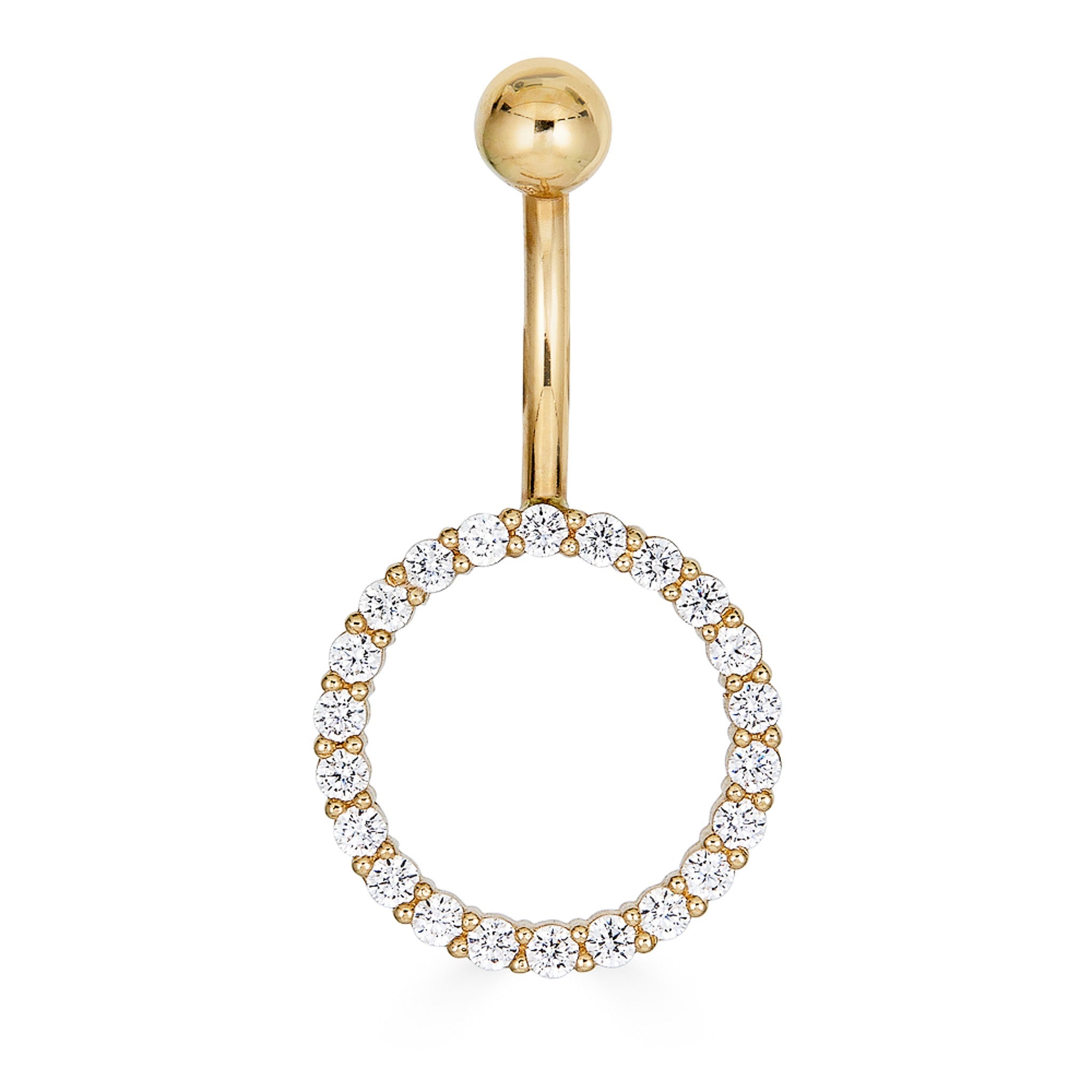 14K CZ Circle Belly Ring - Nolita