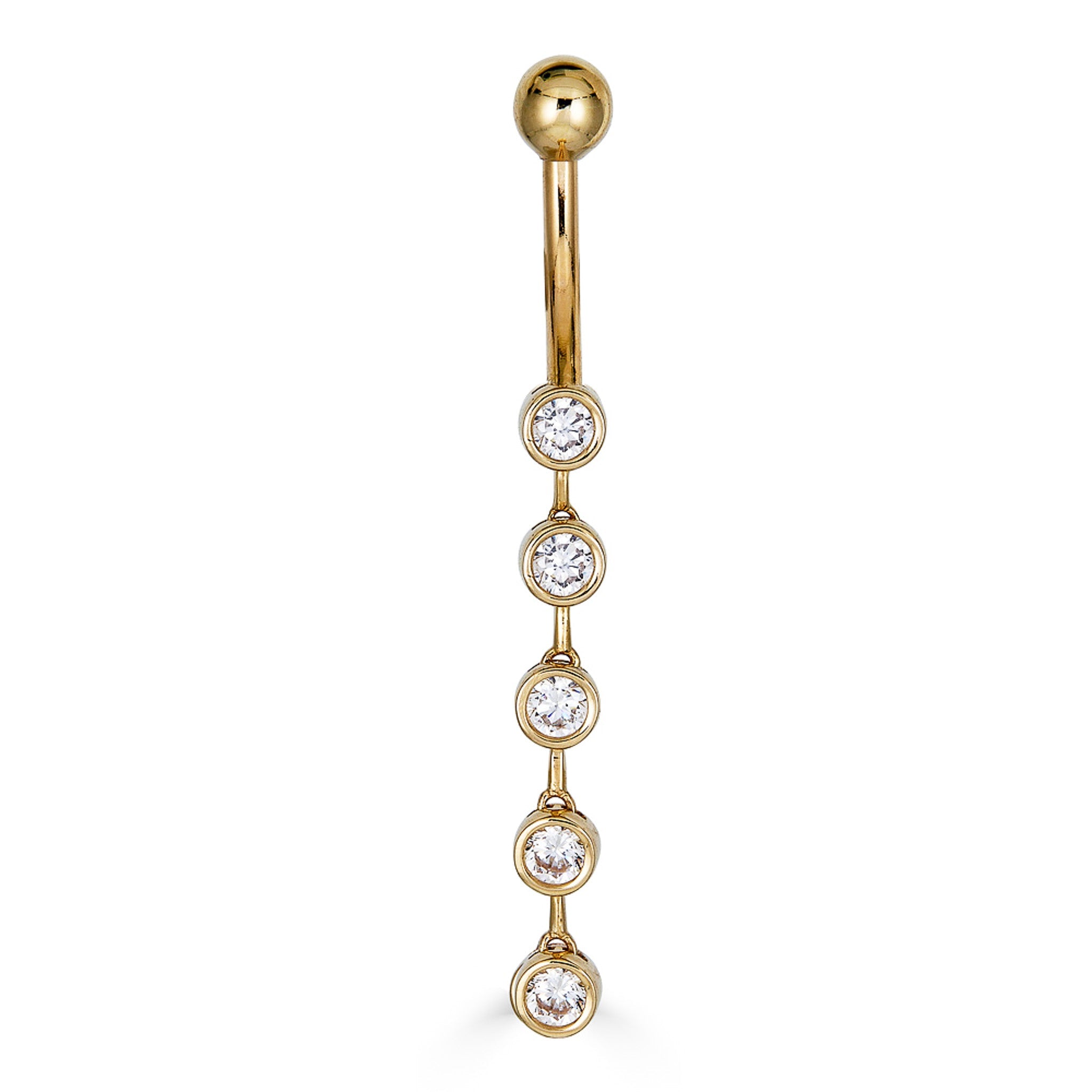 14K CZ Dangle Stud Belly Ring - Nolita