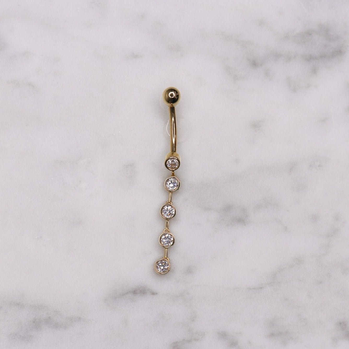 14K CZ Dangle Stud Belly Ring - Nolita