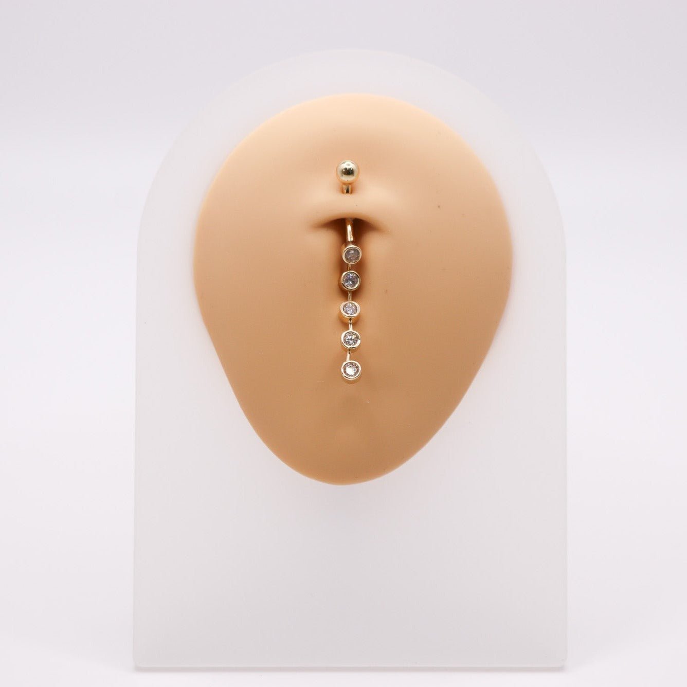 14K CZ Dangle Stud Belly Ring - Nolita