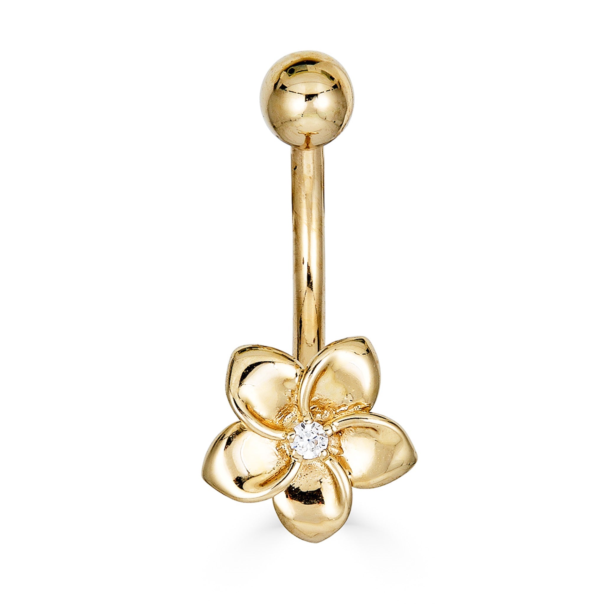 14K CZ Flower Belly Ring - Nolita