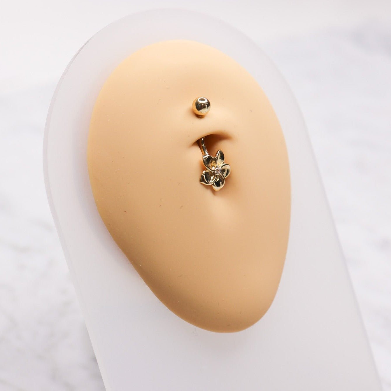 14K CZ Flower Belly Ring - Nolita