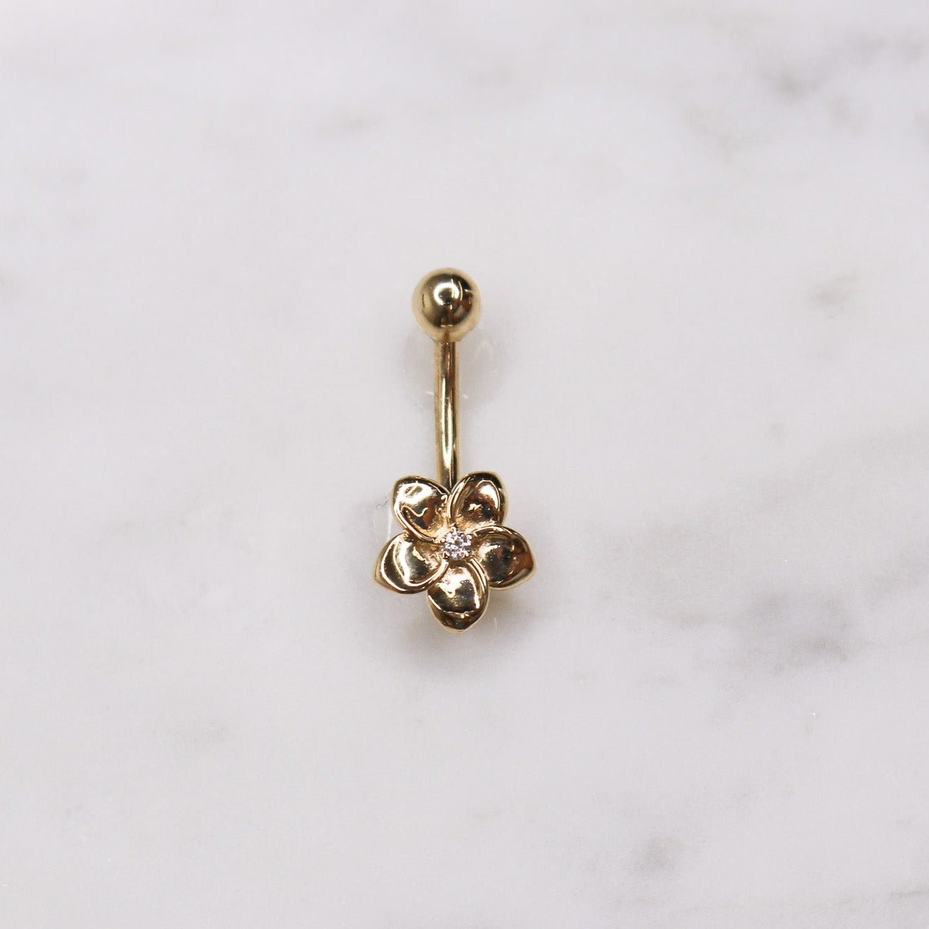 14K CZ Flower Belly Ring - Nolita