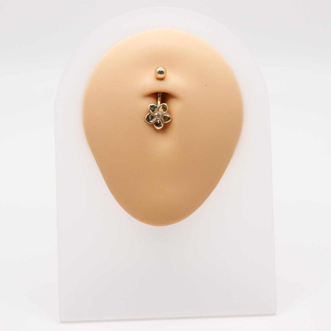 14K CZ Flower Belly Ring - Nolita