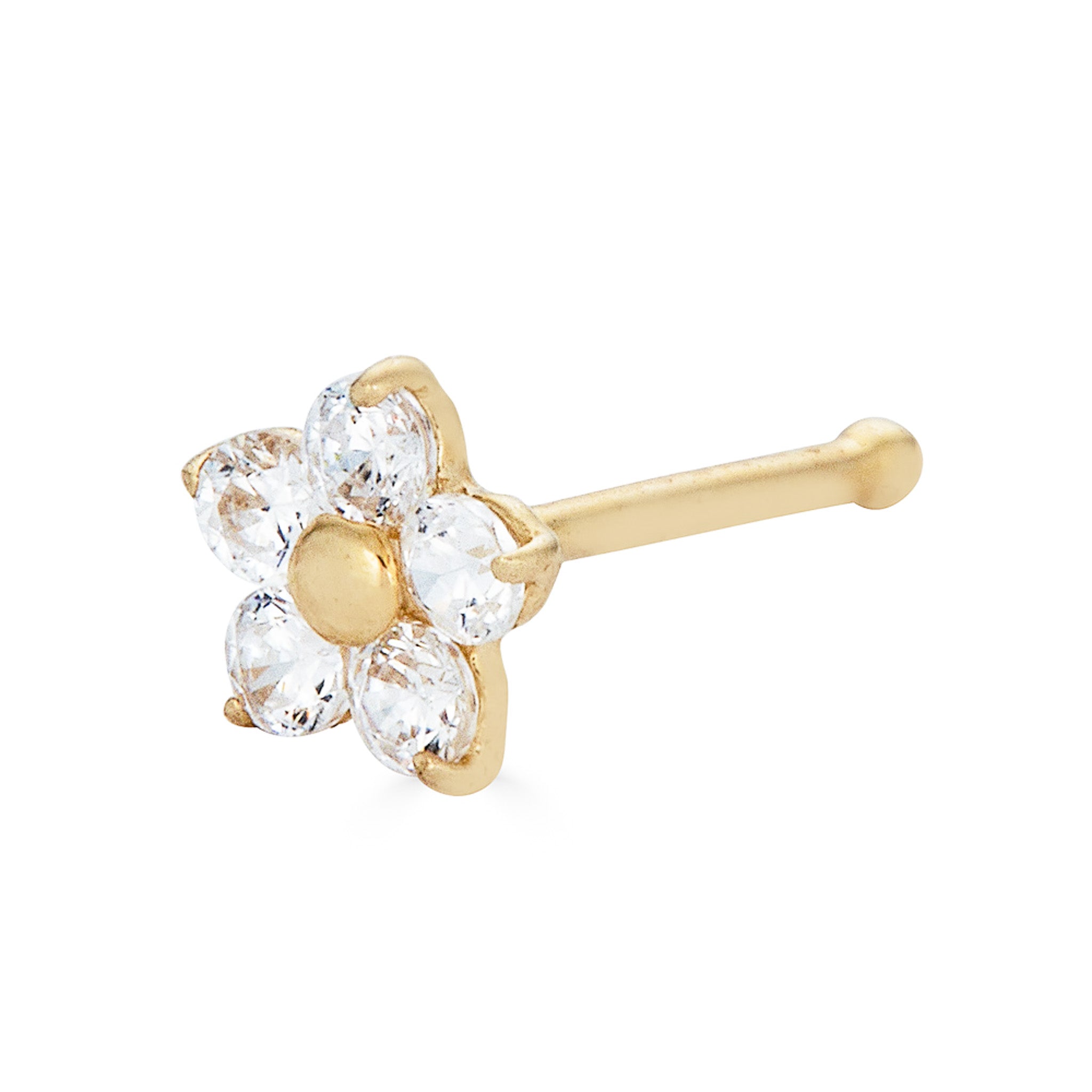 14K CZ Flower Nose Stud - Nolita