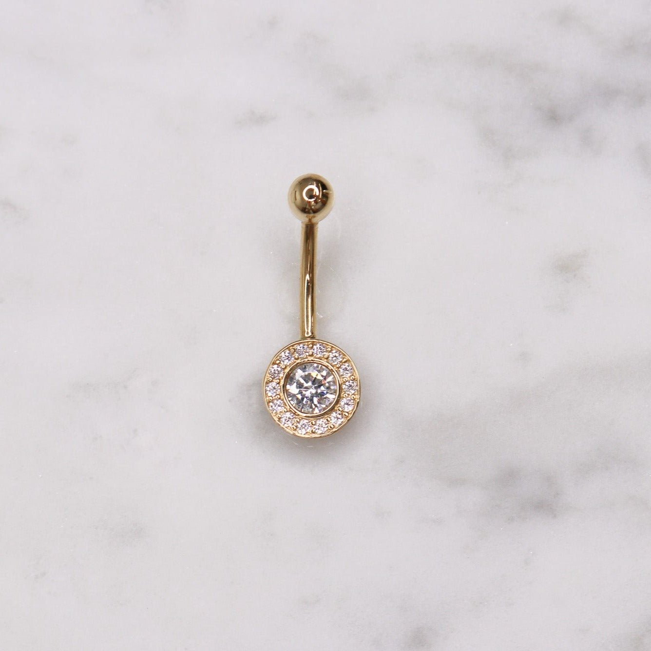 14K CZ Halo Belly Ring - Nolita