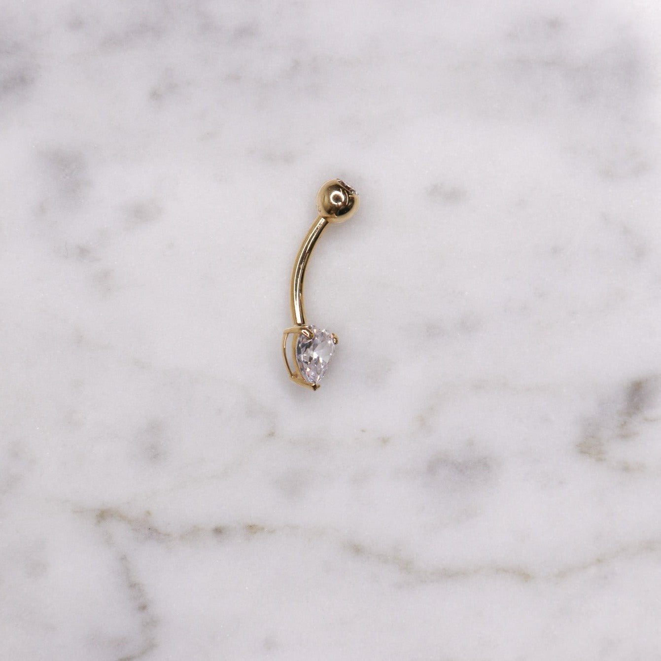 14K CZ Heart Belly Ring - Nolita