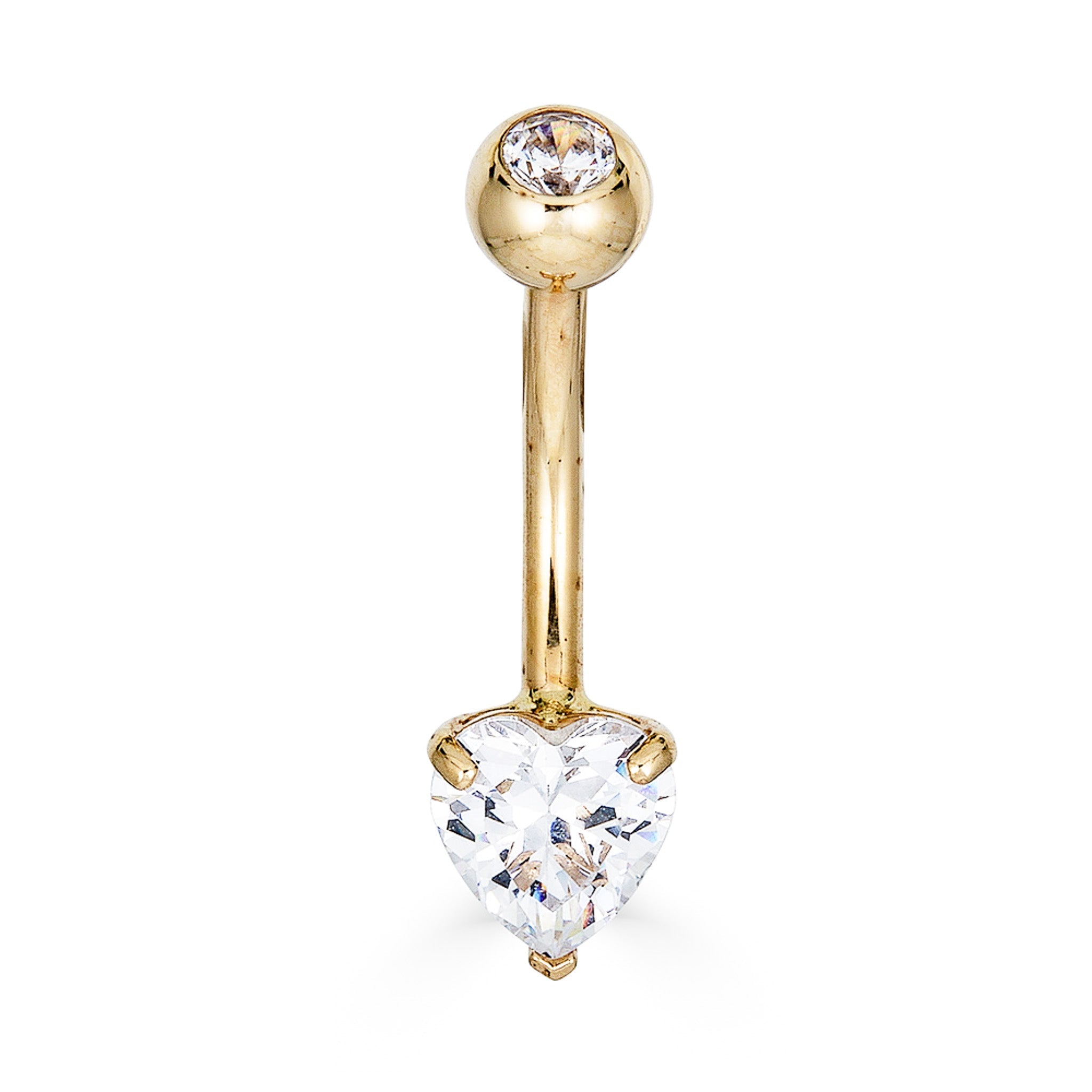 14K CZ Heart Belly Ring - Nolita