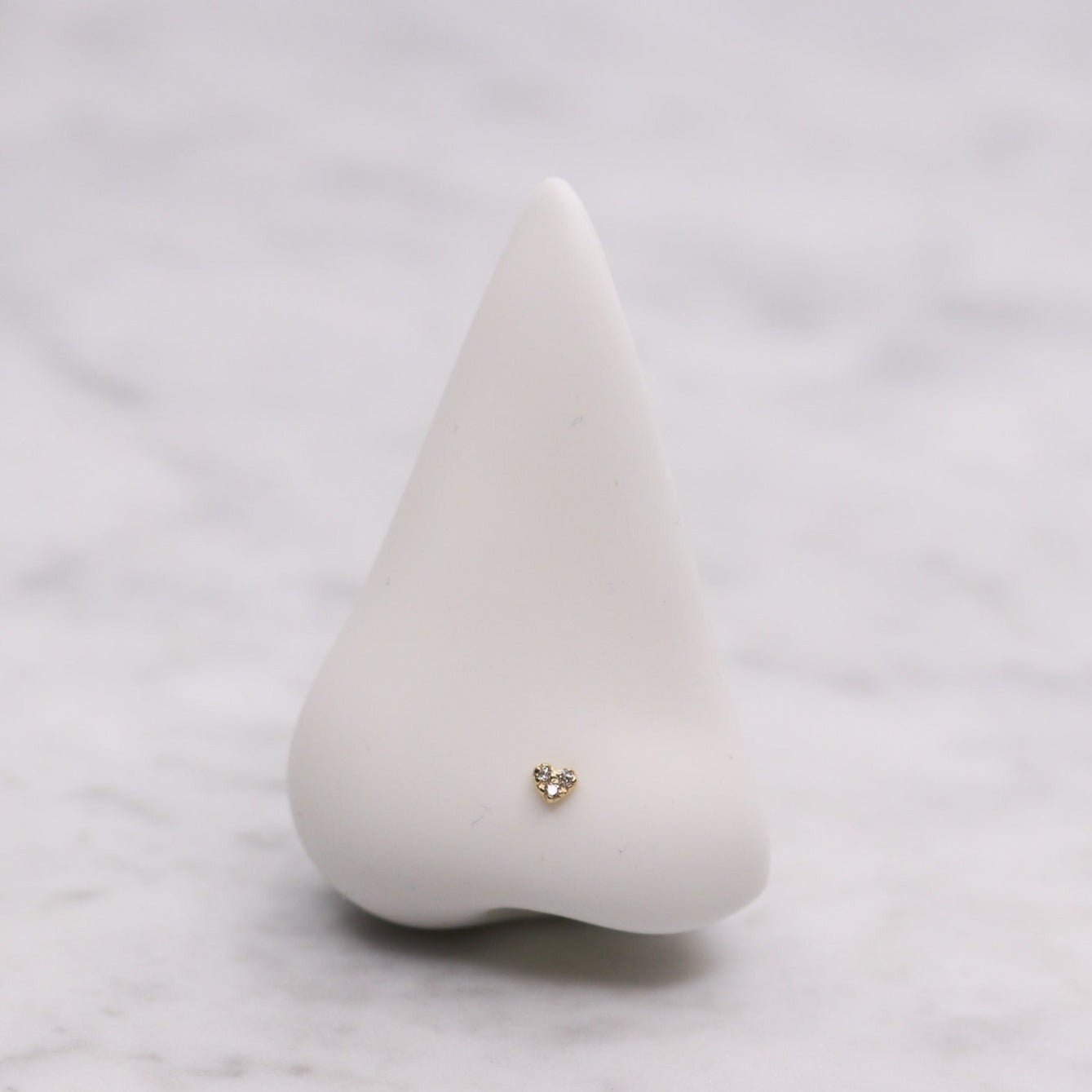 14K CZ Heart Nose Stud - Nolita