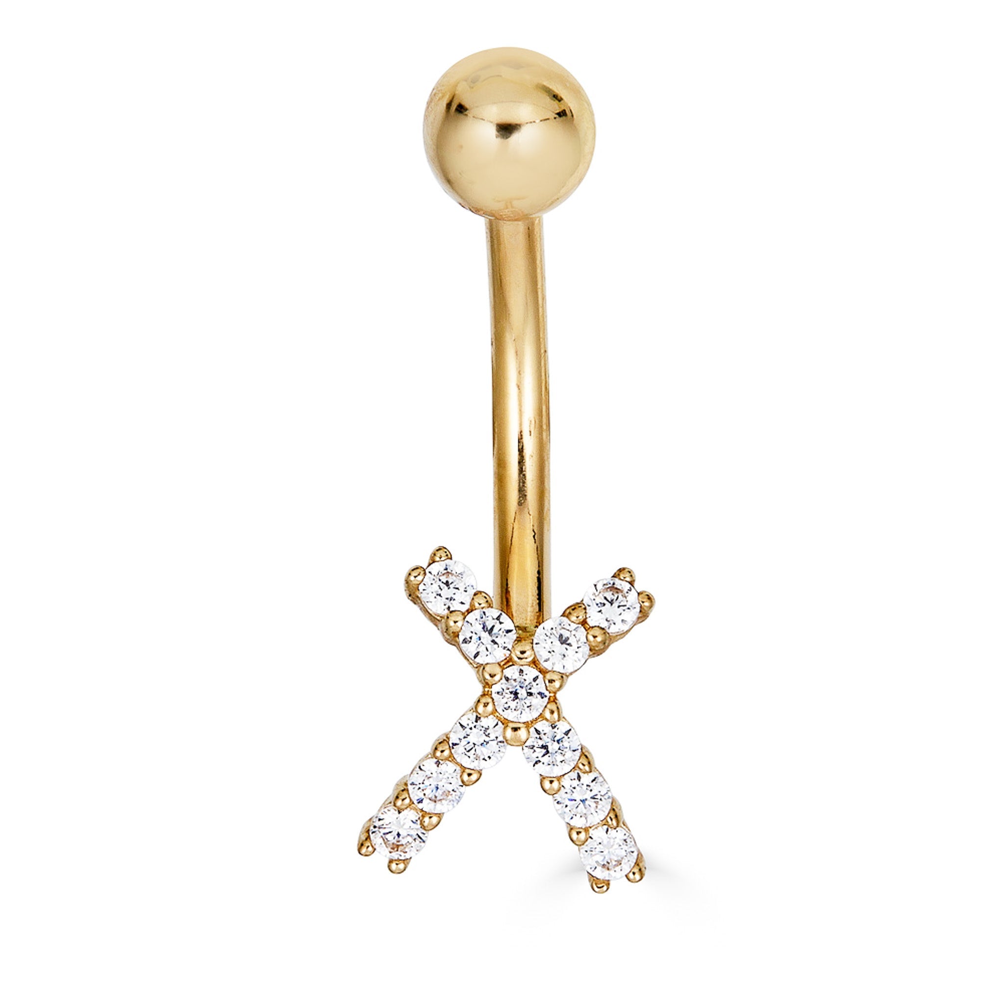 14K CZ X Belly Ring - Nolita