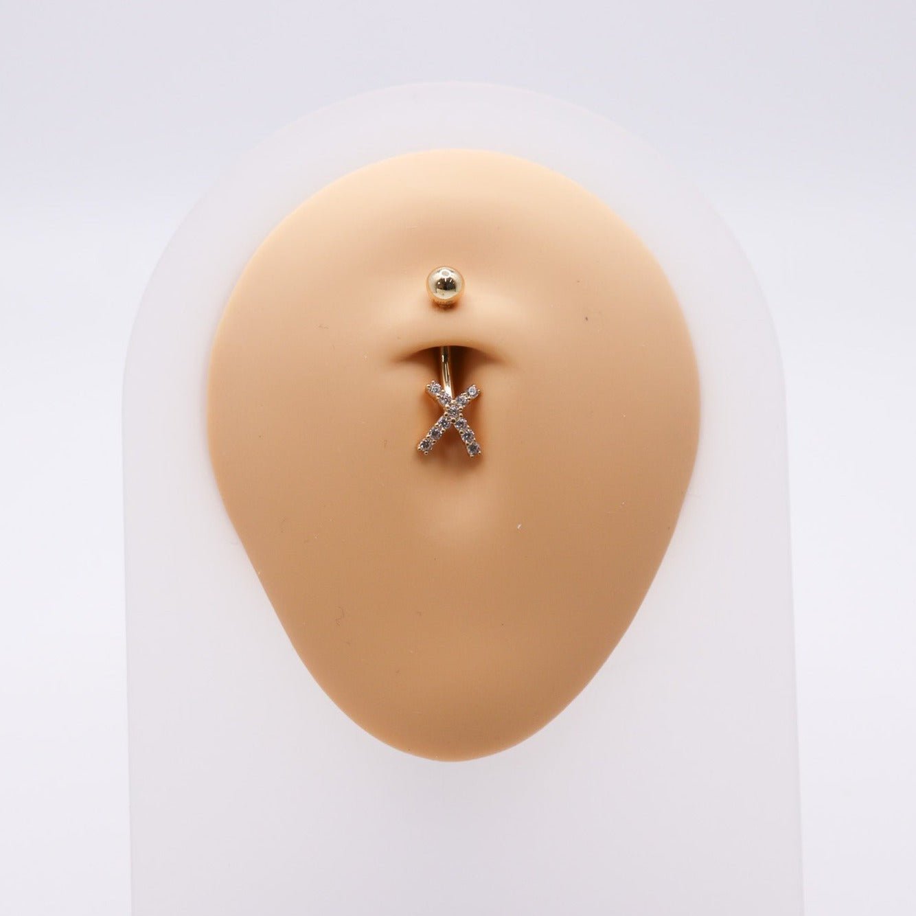 14K CZ X Belly Ring - Nolita