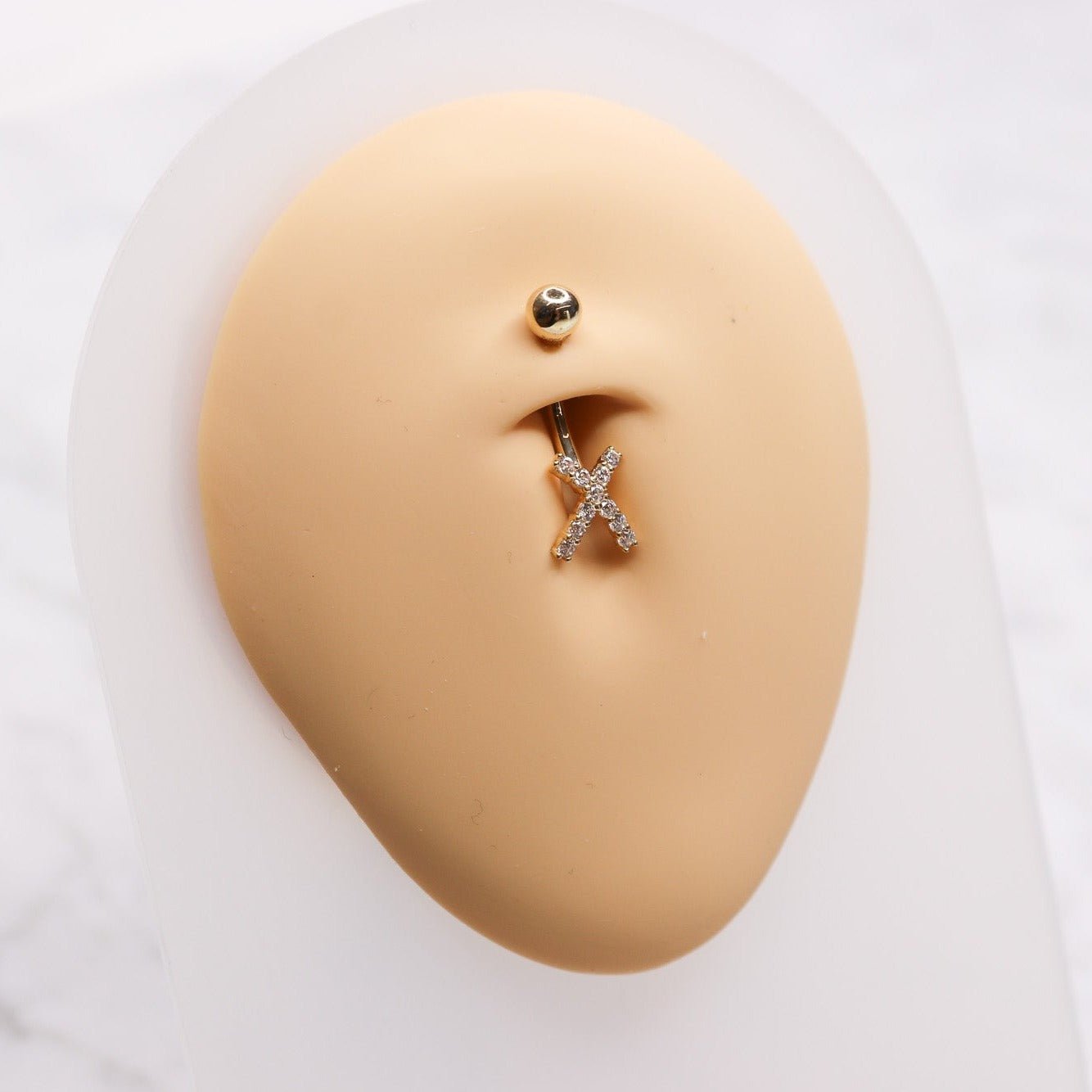 14K CZ X Belly Ring - Nolita