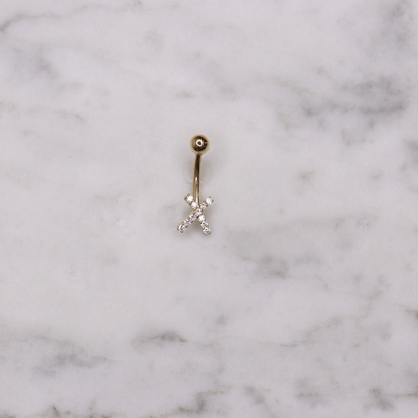 14K CZ X Belly Ring - Nolita