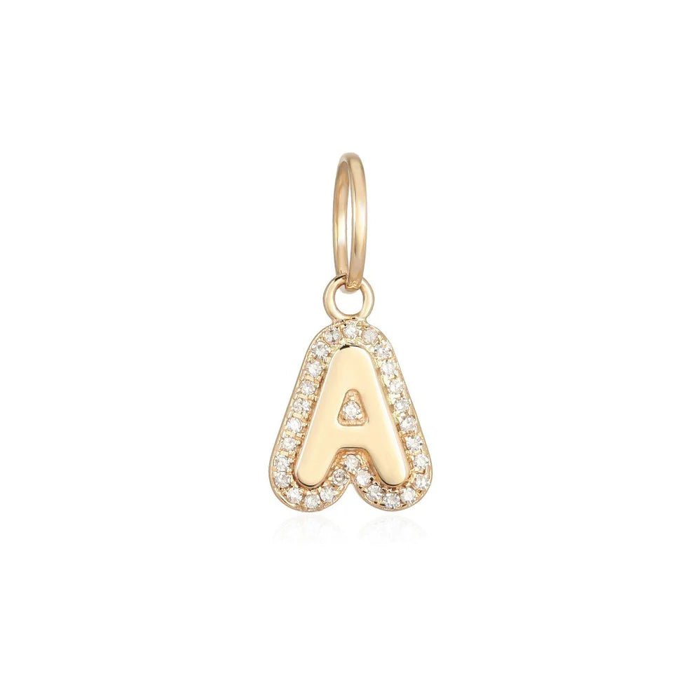 14K Diamond Bubble Initial Letter Charm - Nolita