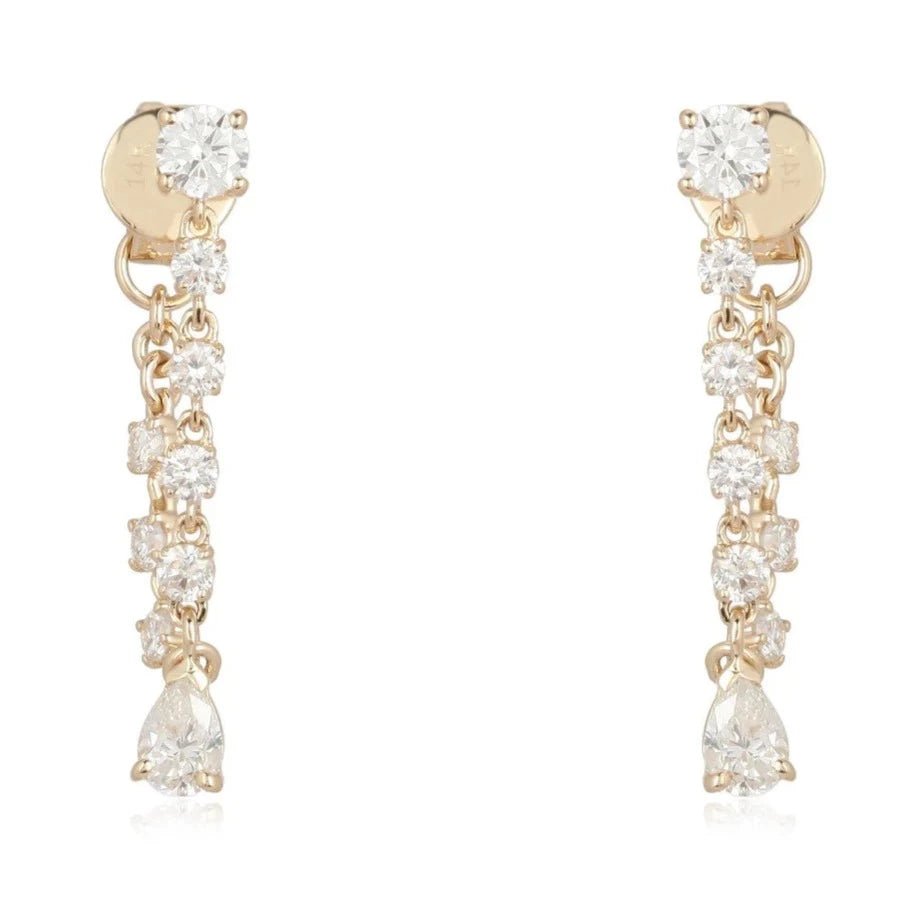 14K Diamond Dangle Chain Earrings - Nolita