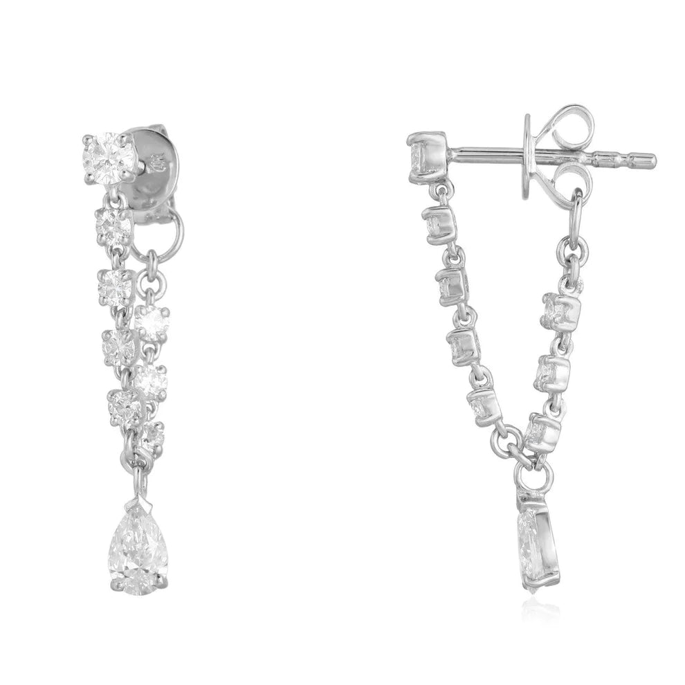 14K Diamond Dangle Chain Earrings - Nolita