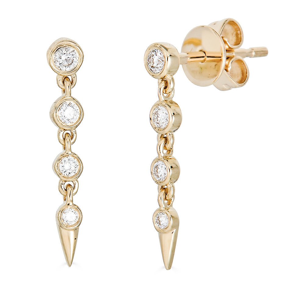 14K Diamond Dangle Spike Studs - Nolita