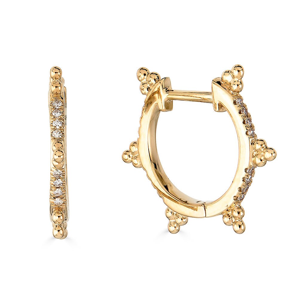 14K Diamond Detail Huggies - Nolita