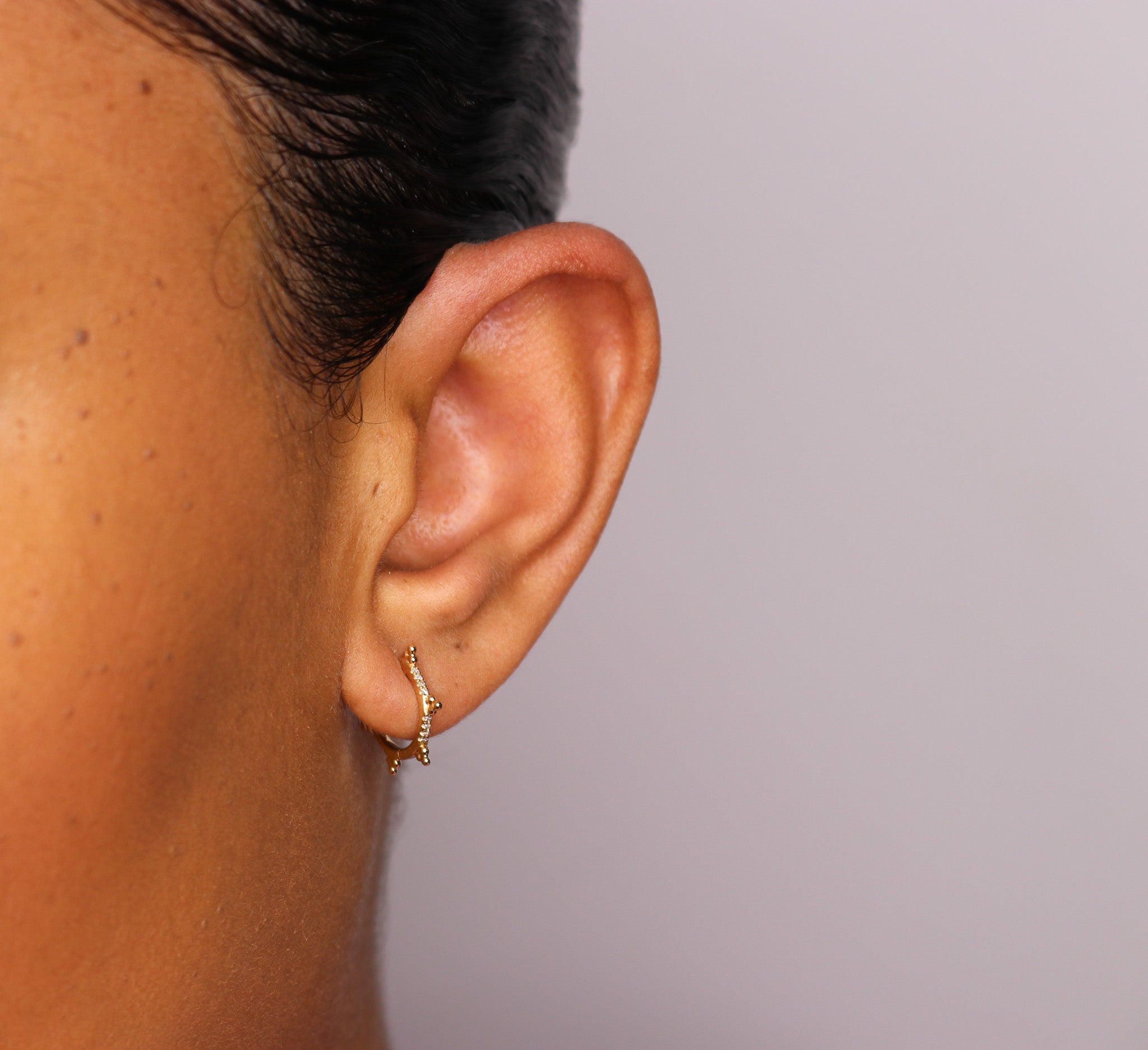 14K Diamond Detail Huggies - Nolita