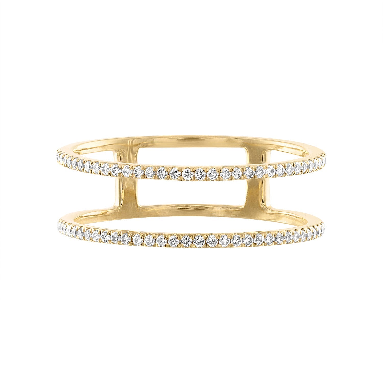 14k Diamond Double Row Ring - Nolita