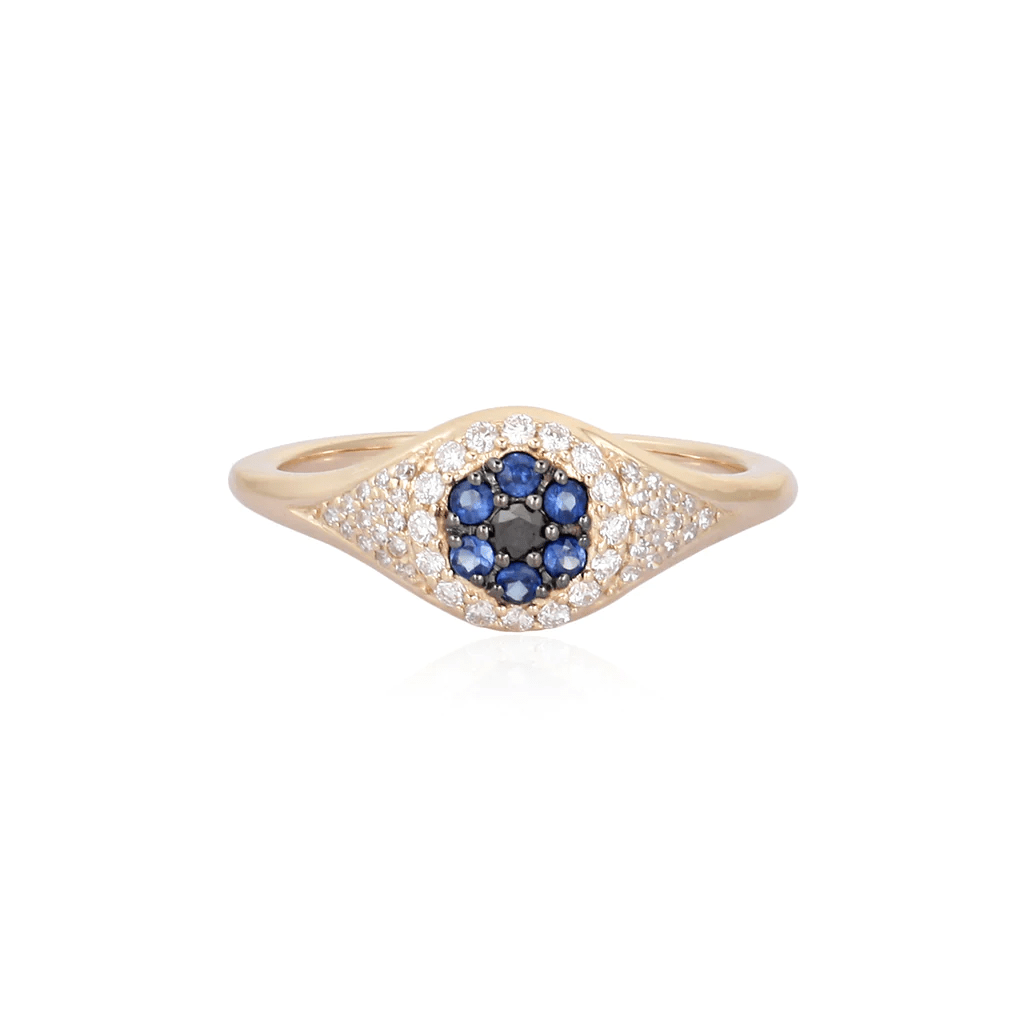 14K Diamond Evil Eye Ring - Nolita