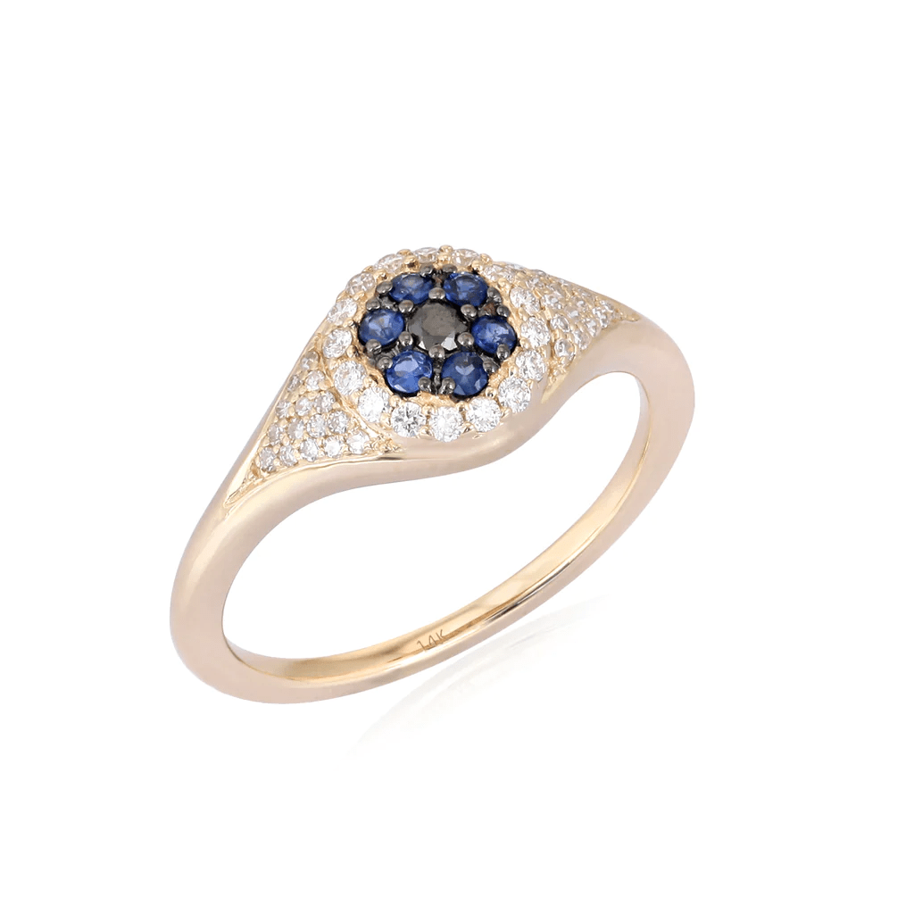 14K Diamond Evil Eye Ring - Nolita