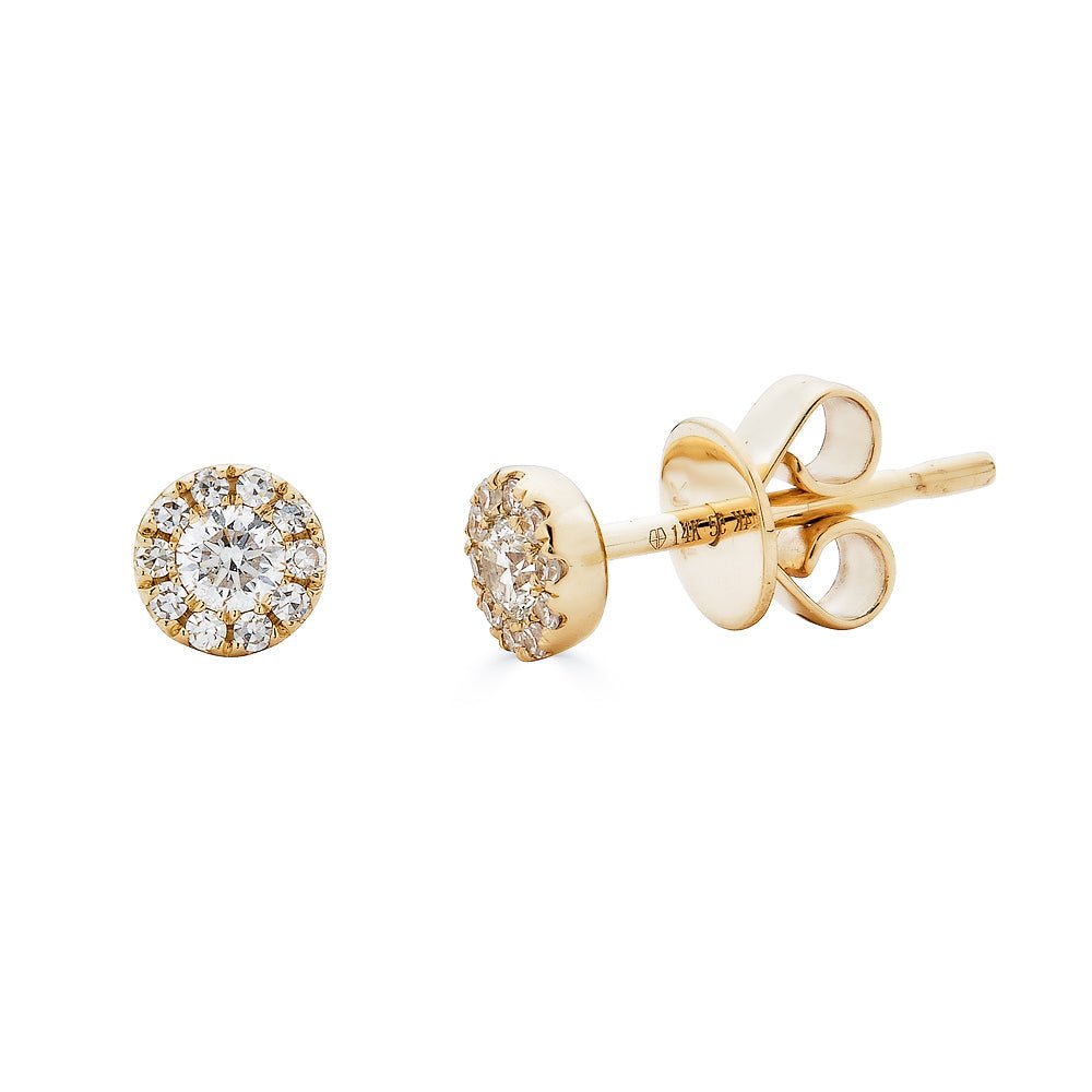 14K Diamond Halo Studs - Nolita