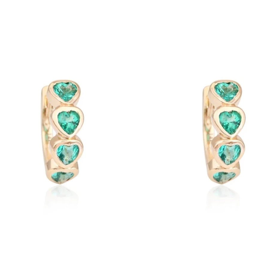 14K Diamond Heart Huggies - Nolita