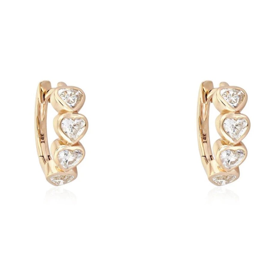 14K Diamond Heart Huggies - Nolita