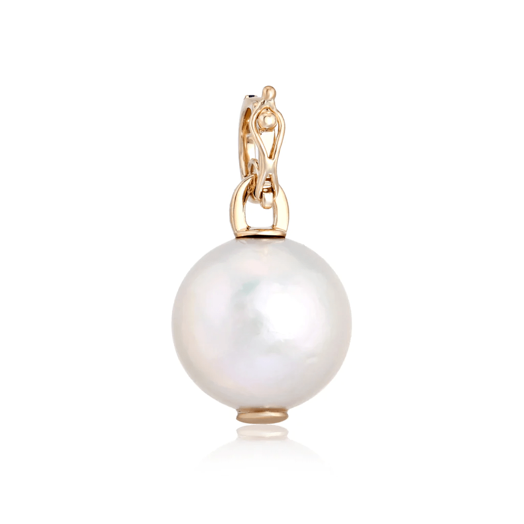 14K Diamond Heart Pearl Charm - Nolita