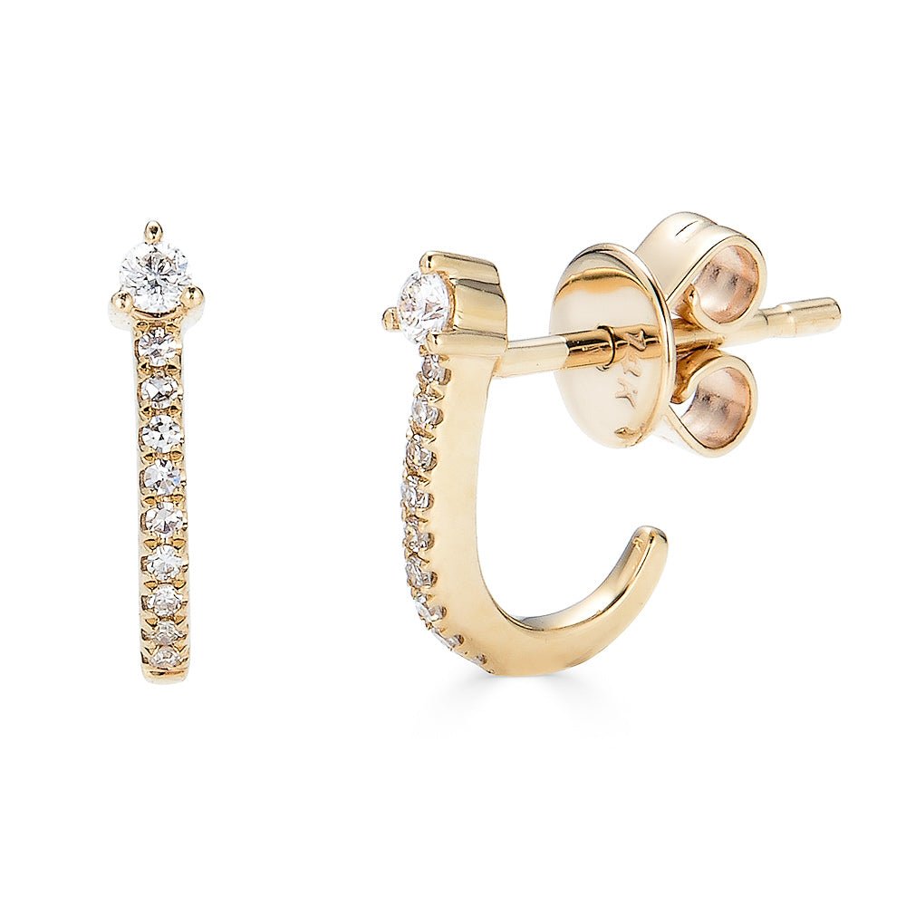 14K Diamond Hook Stud Earrings - Nolita