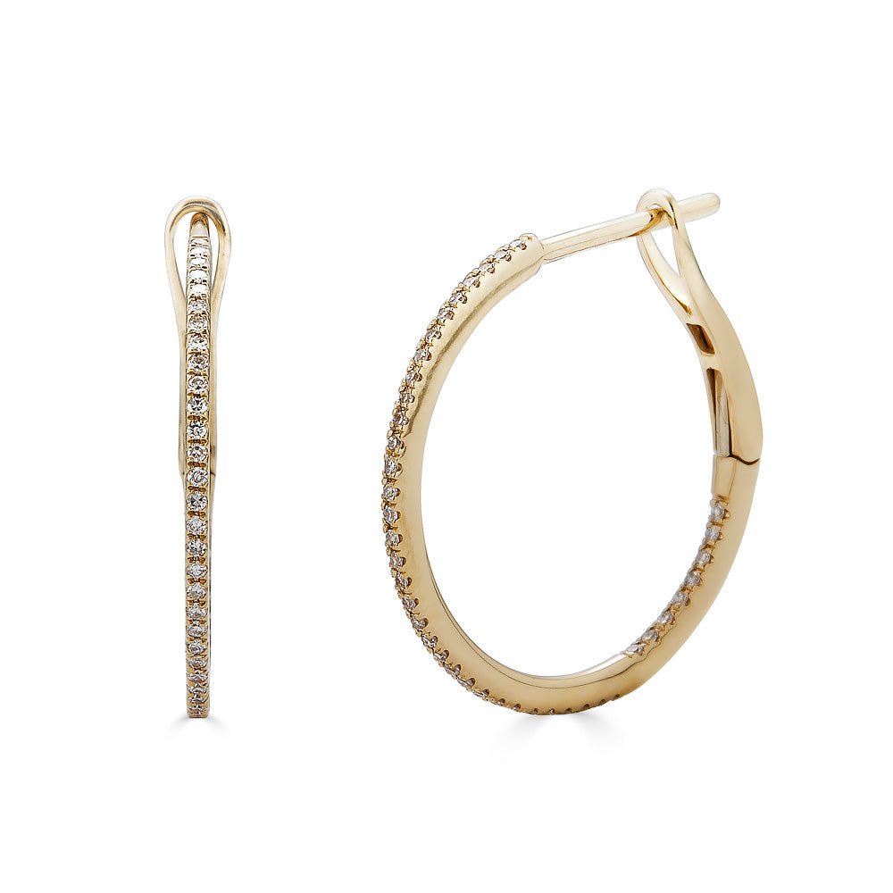 14K Diamond Hoop Earrings- Large - Nolita