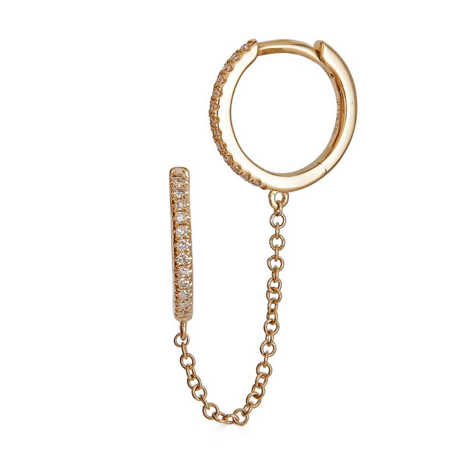 14K Diamond Huggie Chain Earrings - Nolita