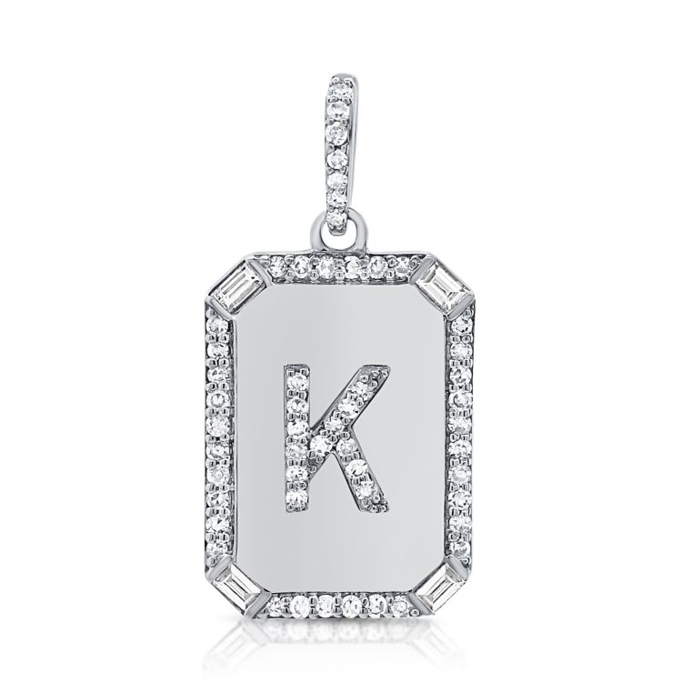 14K Diamond Initial Dog Tag - Nolita