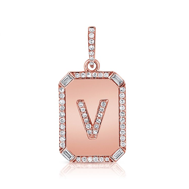 14K Diamond Initial Dog Tag - Nolita