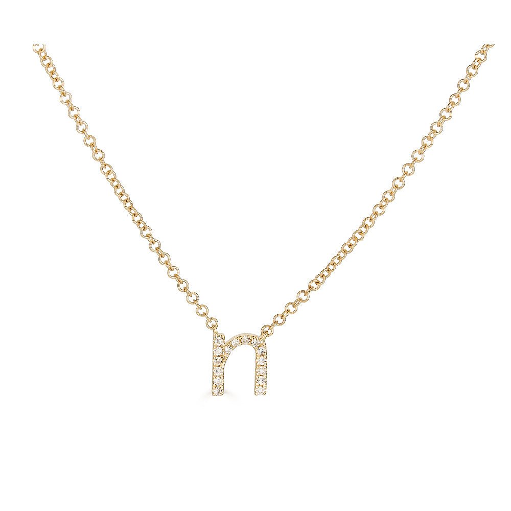 14K Diamond Initial Necklace - Lowercase - Nolita