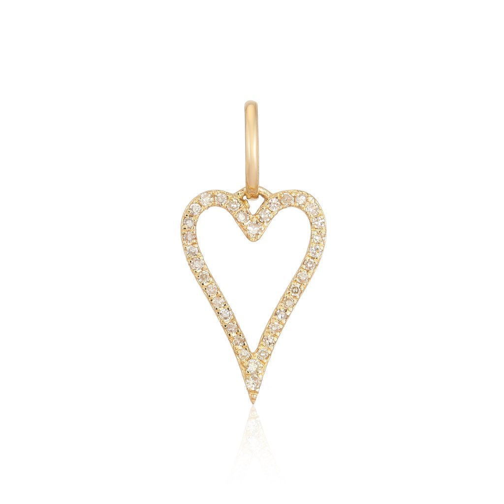 14K Diamond Open Heart Charm - Nolita